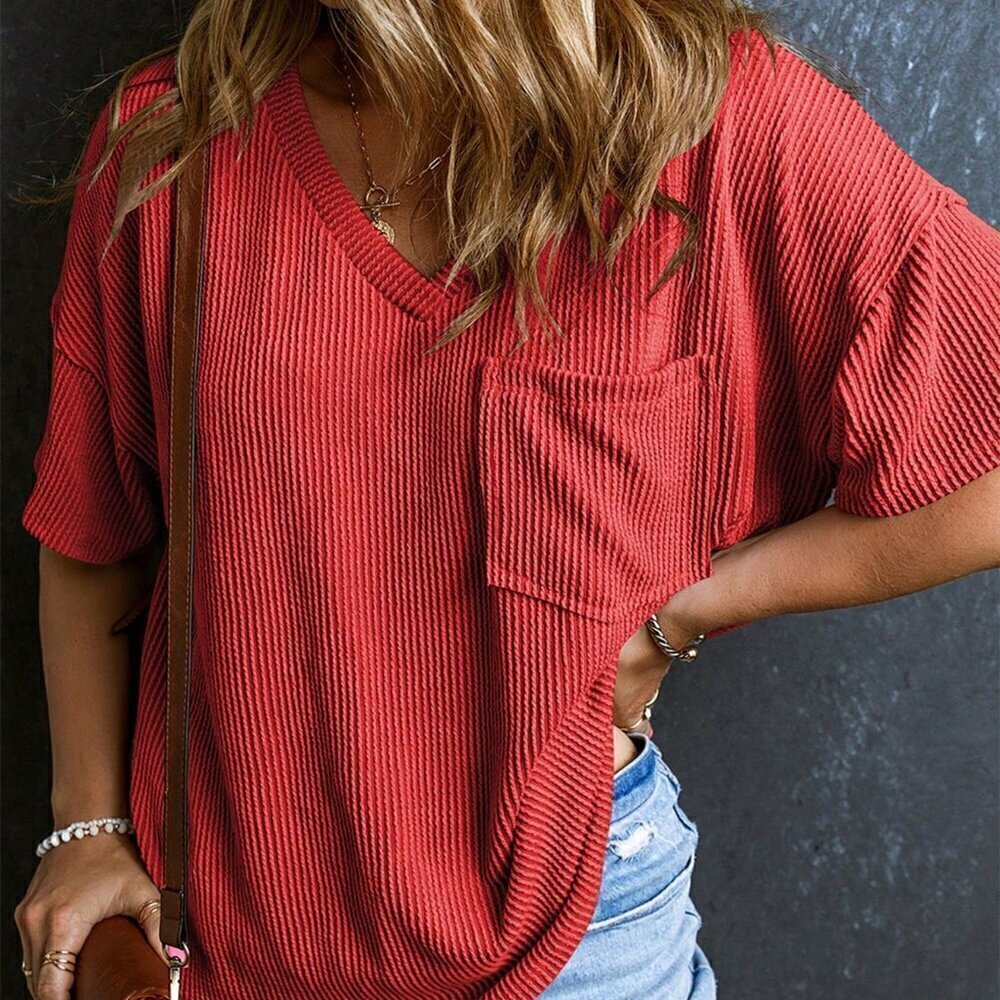 Redwood Casual Women's Twisted Threaded Short-Sleeved T-Shirt